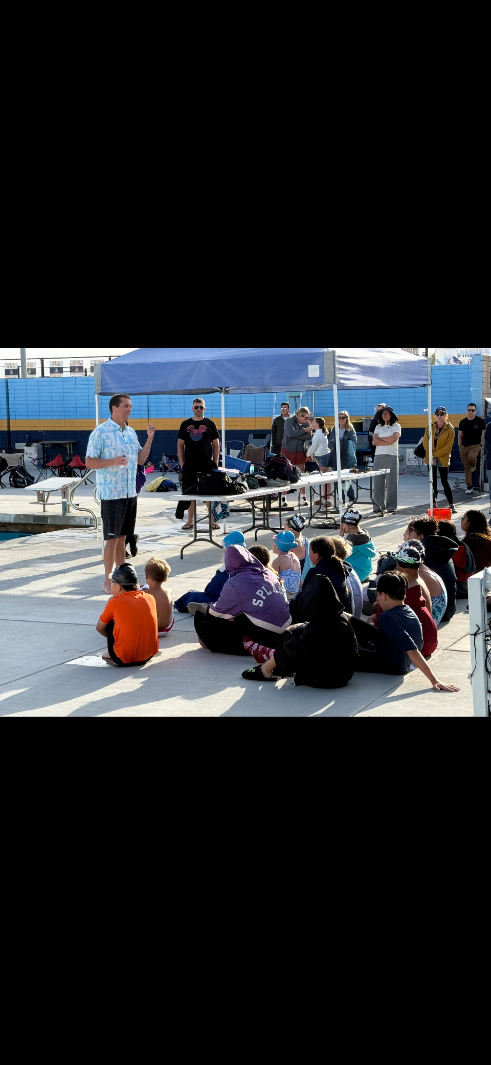 Group session poolside